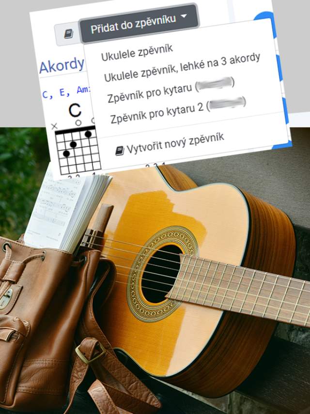 Přidání skladby do zpěvníku